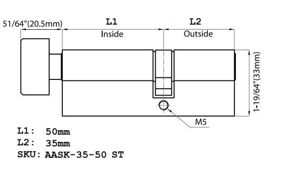 Single Side 35/50 Satin Nickel