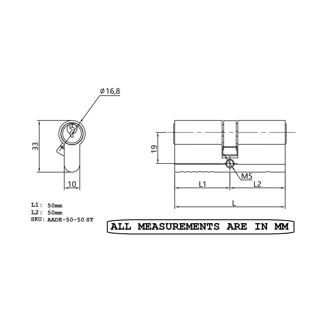 Double Side 50/50 Satin Nickel