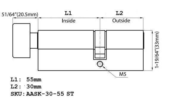 Single Side 30/55 Satin Nickel
