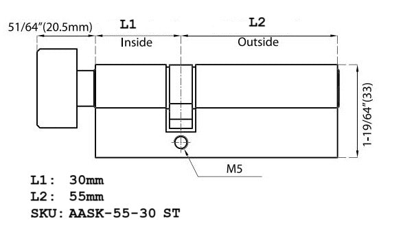 Single Side 55/30 Satin Nickel