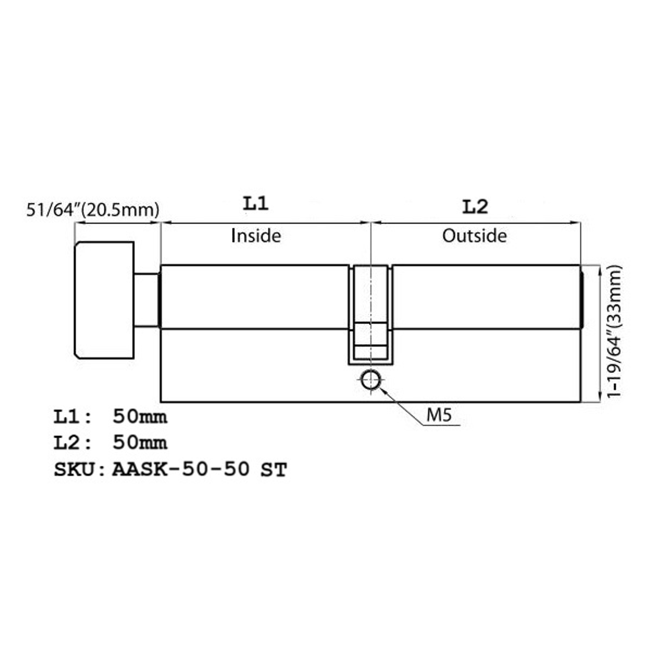 Single Side 50/50 Satin Nickel